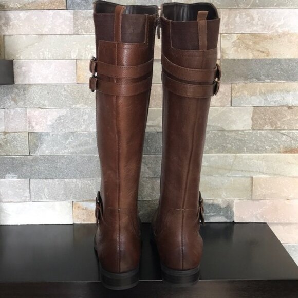 Naturalizer Chestnut Moto Boots with Buckle Detail - Picture 4 of 9